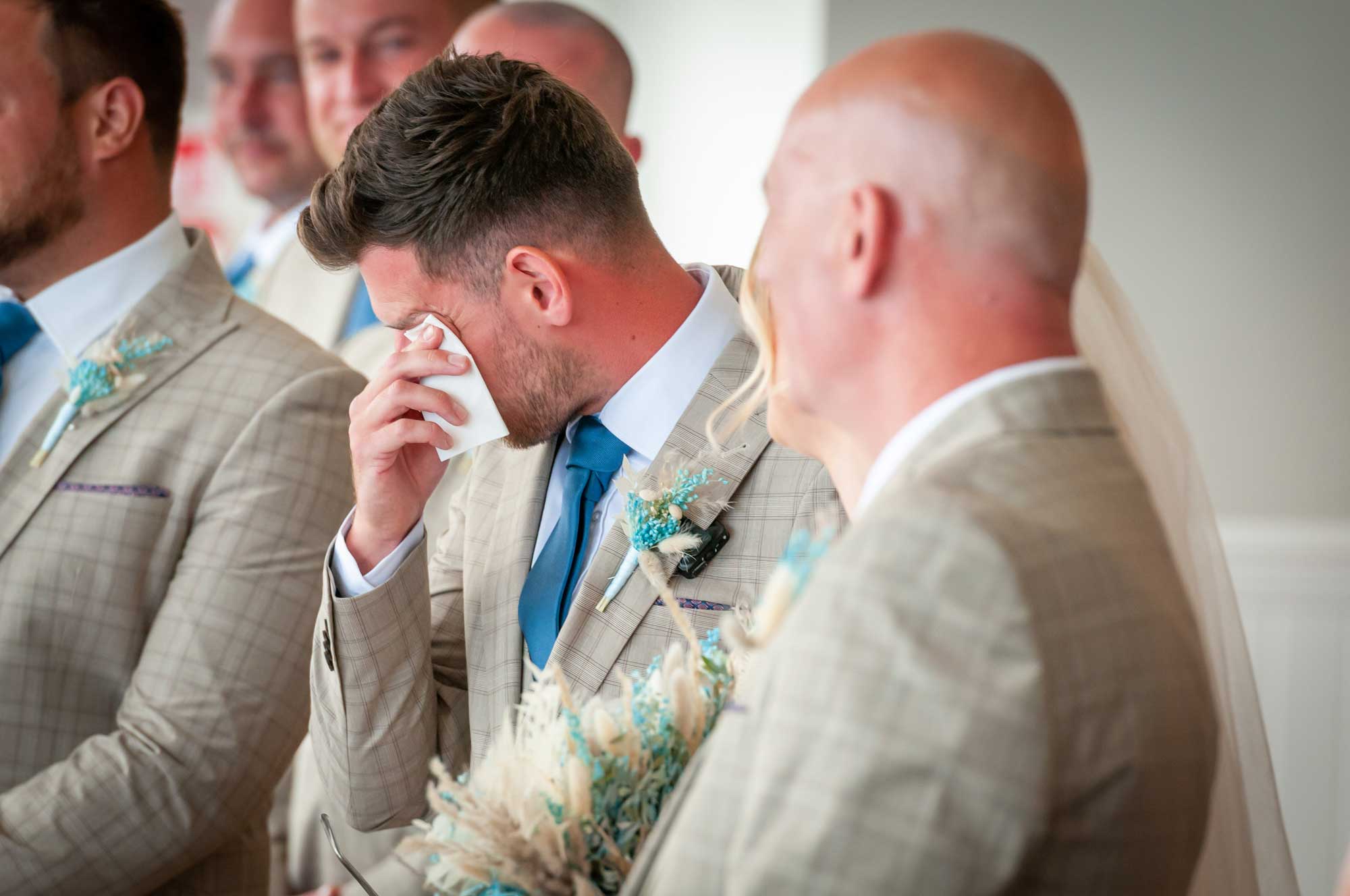 Couple enjoying quiet moment together during wedding day in St Agnes